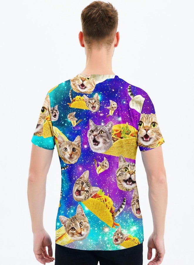 RAISEVERN Mens T-Shirt Funny Taco Cat Short Sleeve Crew Neck 3D Galaxy Graphic Tee Pizza Top Lightweight Cool Family Shirts Holiday Festival Party Crazy Shirt for Women - Image 5